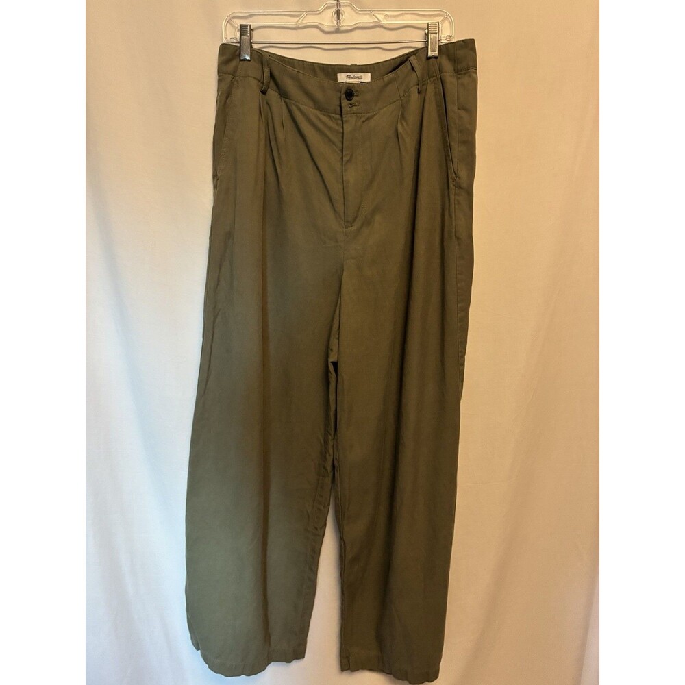 Madewell Women's Harlow Wide-Leg Pants size 12  Lyocell Cotton Linen Pleated